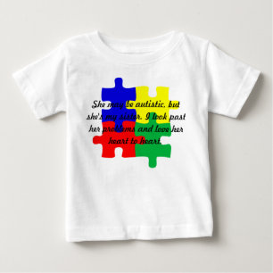 Camiseta Para Bebê Criança personalizada "Irmã" Autismo T Shirt