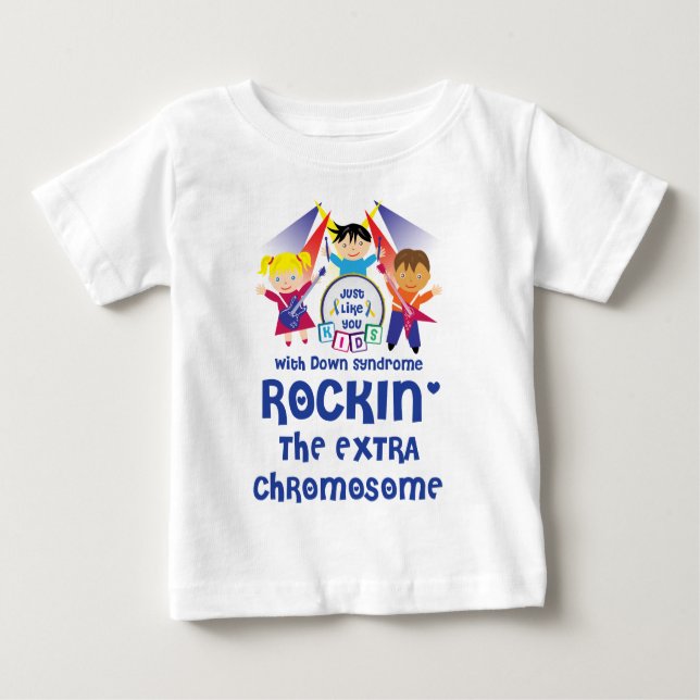 Camiseta Para Bebê Criança ROCKIN' O Cromossoma Extra (Capa Longa) (Frente)
