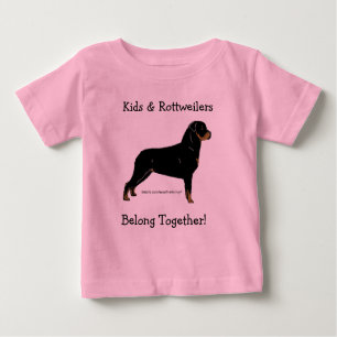 Camiseta Para Bebê Crianças e Rottweilers se unem!