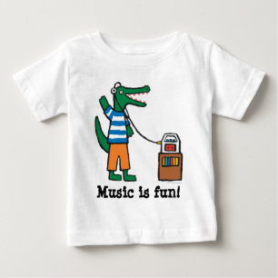 Camiseta Para Bebê Crocodilo legal escuta música