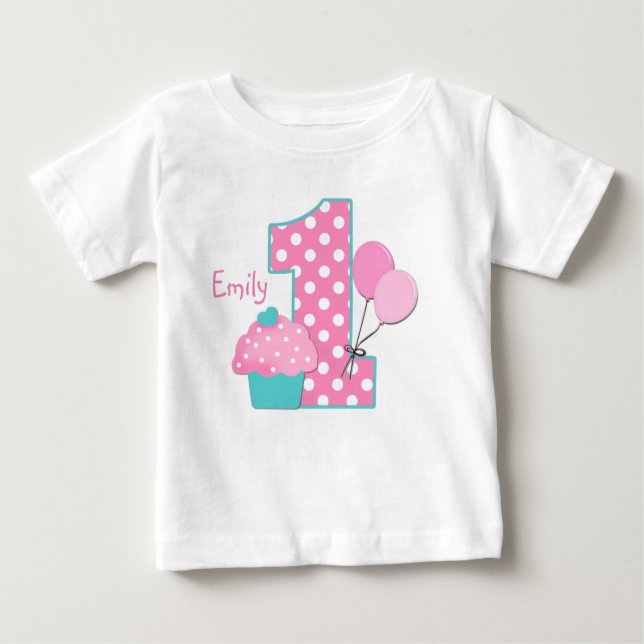 Camiseta Para Bebê Cupcake e balões (Frente)