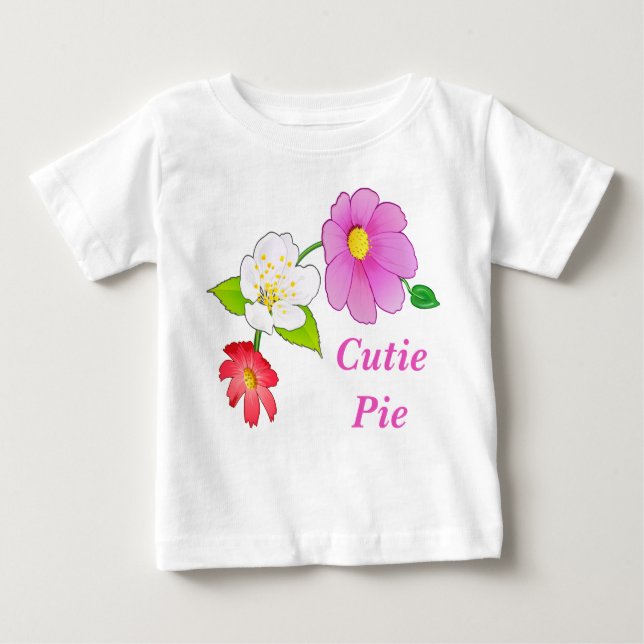 Camiseta Para Bebê Cutie Pie T Shirts Floral Criança Havaiana Roupas (Frente)