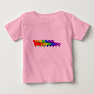 Camiseta Para Bebê Dachshund do arco-íris