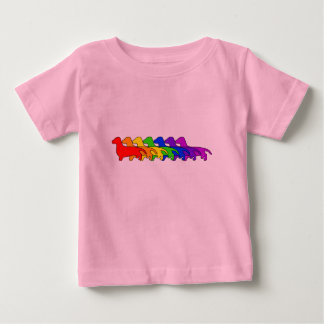 Camiseta Para Bebê Dachshund do arco-íris