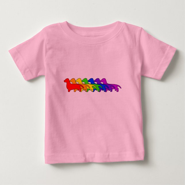 Camiseta Para Bebê Dachshund do arco-íris (Frente)