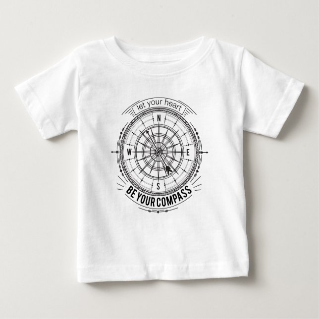 Camiseta Para Bebê Deixe Seu Coração Ser Seu Compass (Frente)