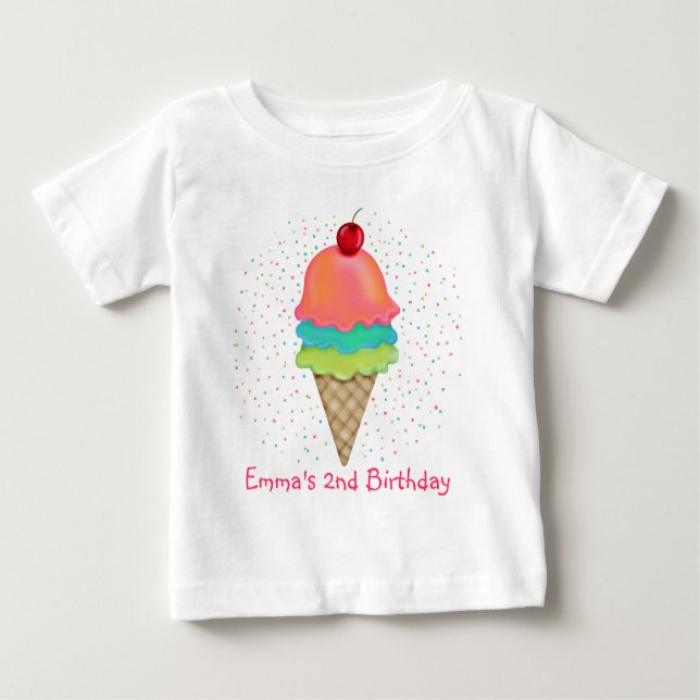 Camiseta Para Bebê Deleites do sorvete (Frente)