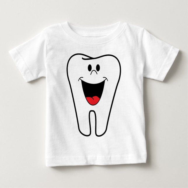 Camiseta Para Bebê Dentes felizes personalizáveis para sua prática de (Frente)