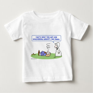Camiseta Para Bebê descoberta da gravidade do senhor Isaac Newton da