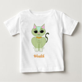 Camiseta Para Bebê Desenho animado de gato fofo verde