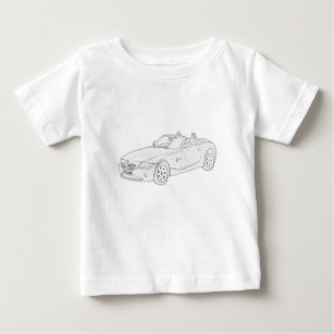 Camiseta Para Bebê Desenho preto e branco do estilo do lápis BMW-Z4