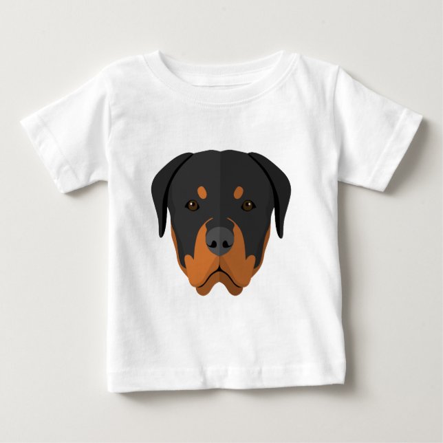 Camiseta Para Bebê Desenhos animados adoráveis de Rottweiler (Frente)