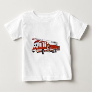 Camiseta Para Bebê Desenhos animados do carro de bombeiros de gancho
