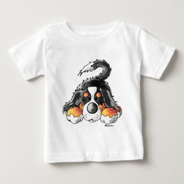 Camiseta Para Bebê Desenhos animados engraçados do cão de montanha de (Frente)