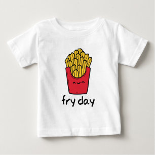 Camiseta Para Bebê Desenhos animados felizes das batatas fritas de