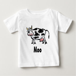 Camiseta Para Bebê Desenhos animados preto e branco engraçados da