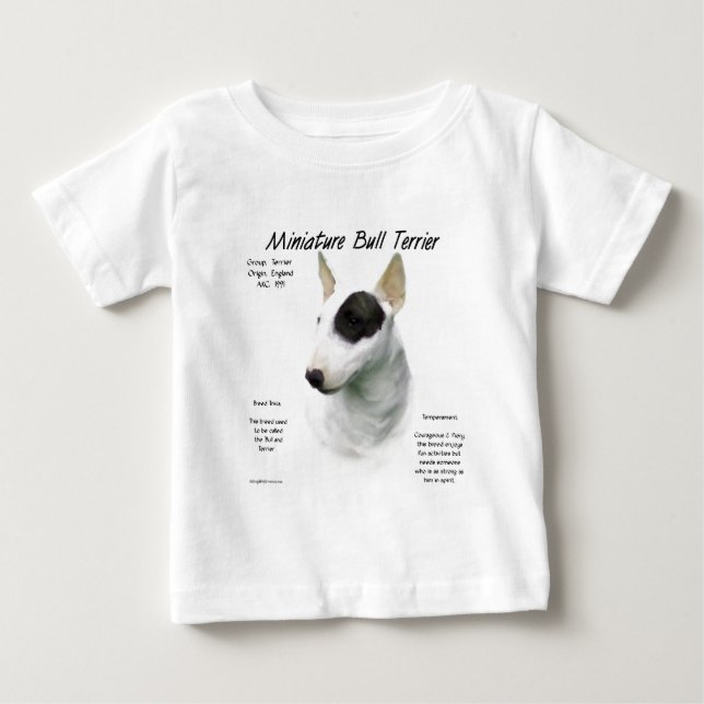 Camiseta Para Bebê Design de História de Miniatura Terrier da Bull (Frente)