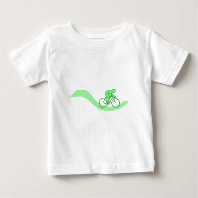 Camiseta Para Bebê Design do ciclista no verde (Frente)