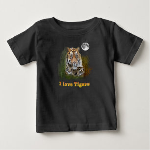 Camiseta Para Bebê Design dos tigres