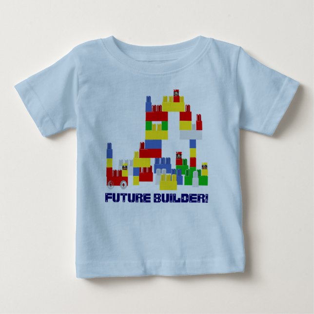 Camiseta Para Bebê Design FUTURO bonito do CONSTRUTOR com - blocos do (Frente)