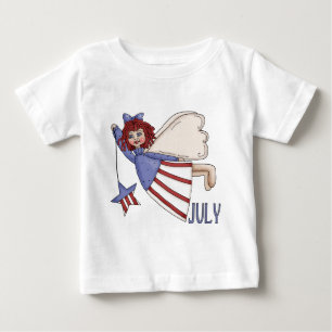 Camiseta Para Bebê Design patriótico do verão do anjo de julho