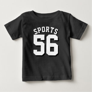 Camiseta Para Bebê Design preto & branco do jérsei dos esportes do