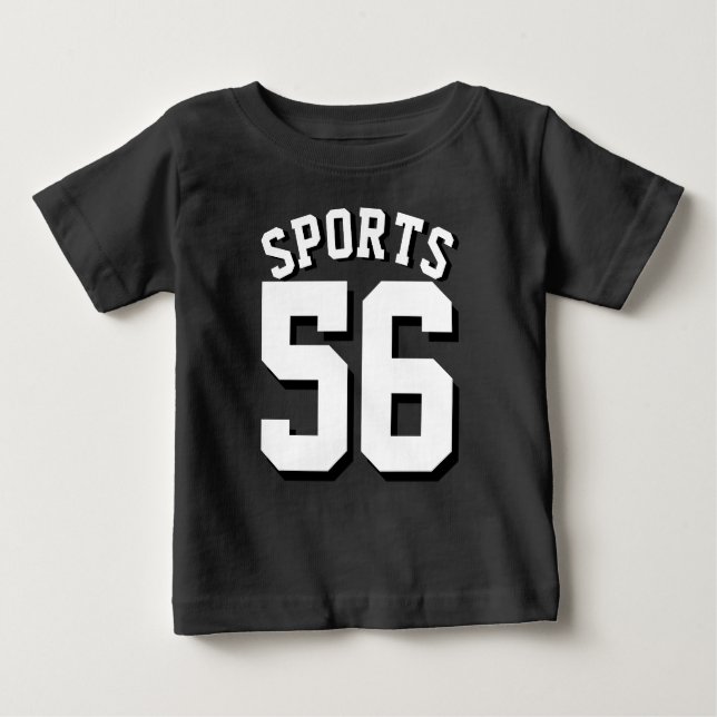 Camiseta Para Bebê Design preto & branco do jérsei dos esportes do (Frente)
