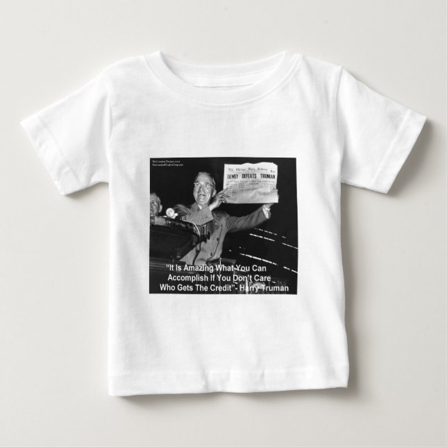 Camiseta Para Bebê Dewey Beats Truman Engraçado Oferece Botões De Cam (Frente)