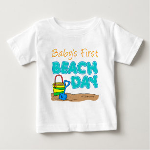 Camiseta Para Bebê Dia da praia do bebê primeiro