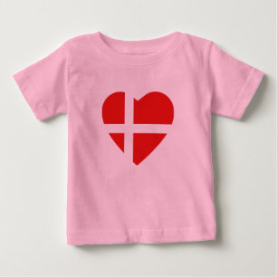 Camiseta Para Bebê Dinamarca Flag Heart Shirt