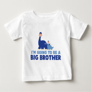 Camiseta Para Bebê dinossauro irmão mais velho para ser NOVO azul
