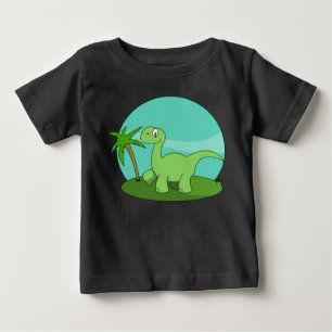 Camiseta Para Bebê Dinossauro Verde Fofo