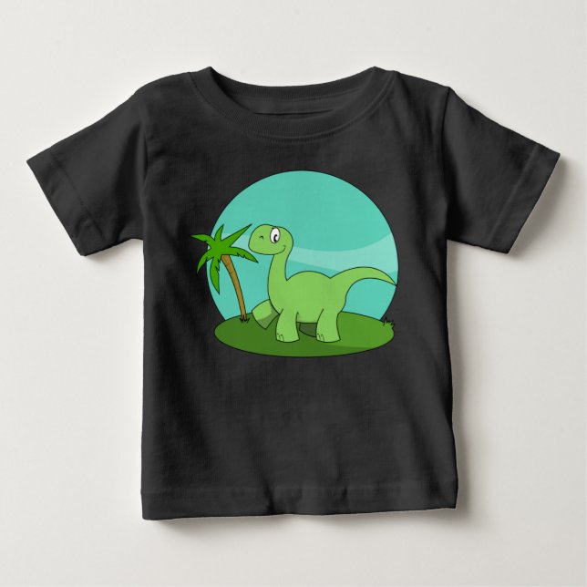 Camiseta Para Bebê Dinossauro Verde Fofo (Frente)