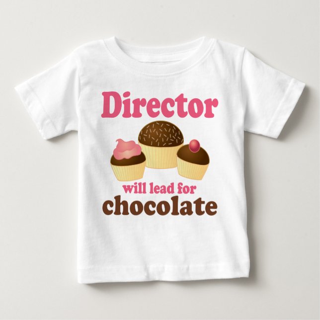 Camiseta Para Bebê Diretor Condução para o chocolate (Frente)