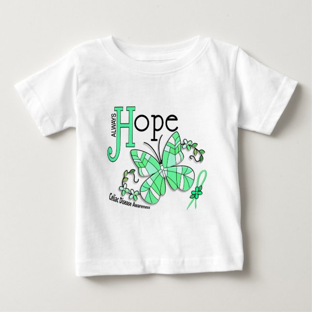 Camiseta Para Bebê Doença celíaca da borboleta do vitral (Frente)