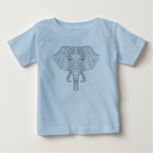 Camiseta Para Bebê Doodle 2 da cabeça do elefante