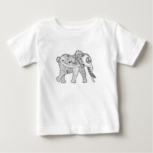Camiseta Para Bebê Doodle do elefante