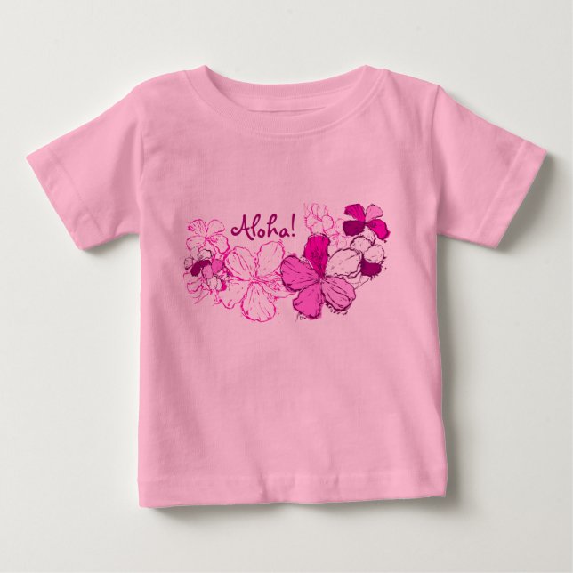 Camiseta Para Bebê Doodle Hibiscus Toddler Tee (Frente)