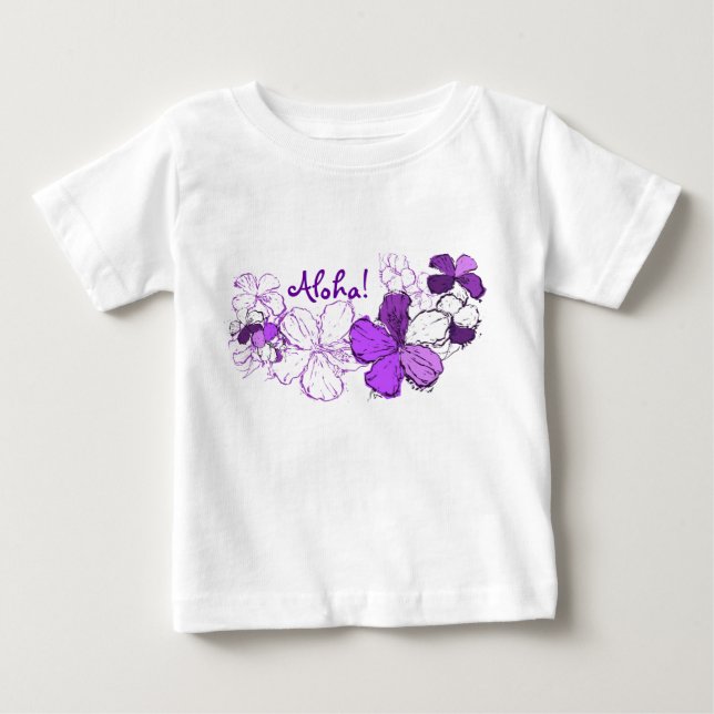 Camiseta Para Bebê Doodle Hibiscus Toddler Tee (Frente)