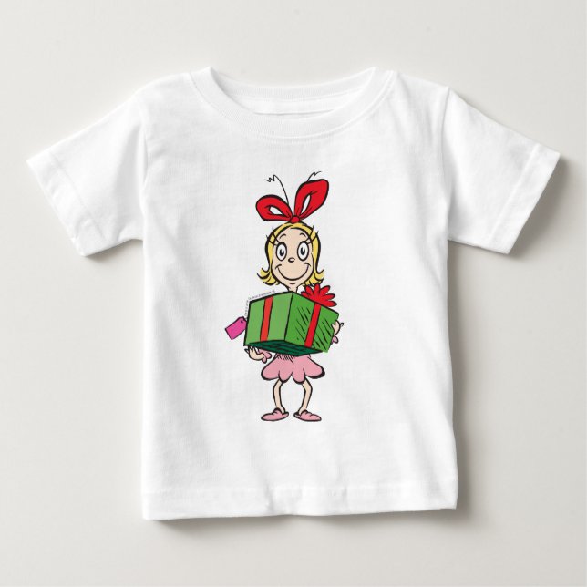 Camiseta Para Bebê Dr. Seuss | Cindy-Lou Who - Presente (Frente)