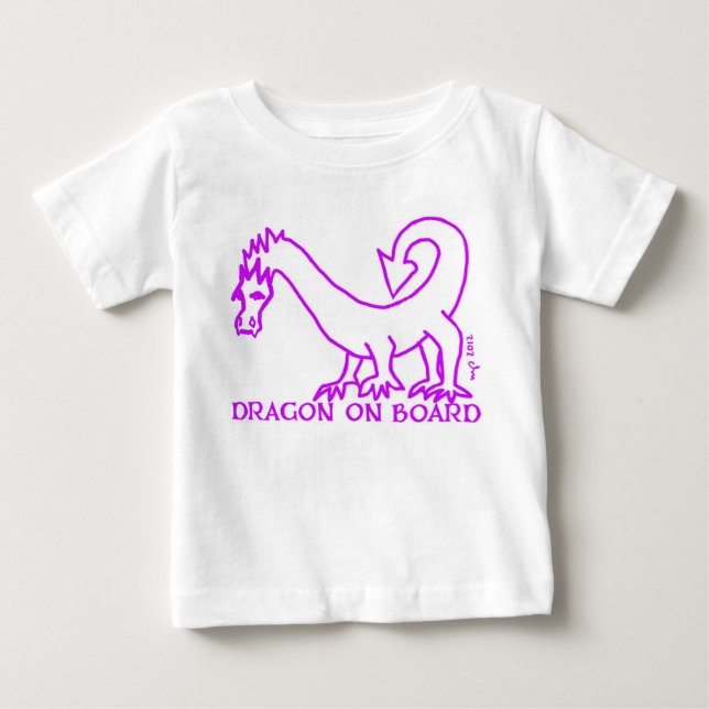 Camiseta Para Bebê DRAGÃO A BORDO! MAGENTA 2 do T do bebê (Frente)