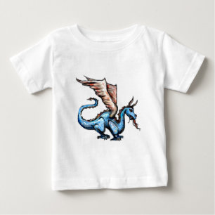 Camiseta Para Bebê dragão azul