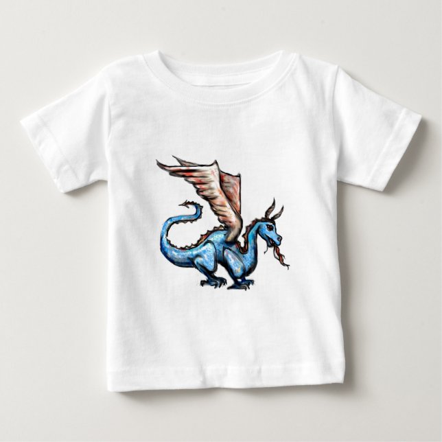Camiseta Para Bebê dragão azul (Frente)