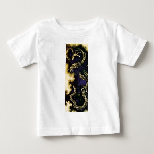 Camiseta Para Bebê Dragão em uma nuvem de chuva