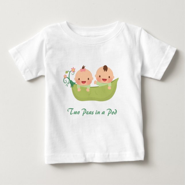 Camiseta Para Bebê Duas Ervilhas bonitas em gêmeas de um menino de po (Frente)
