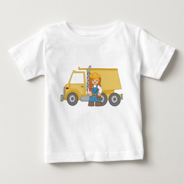 Camiseta Para Bebê Dump Truck Girl (Frente)