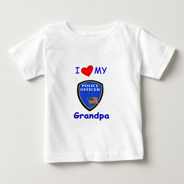 Camiseta Para Bebê E eu amo meu vovô da polícia (Frente)