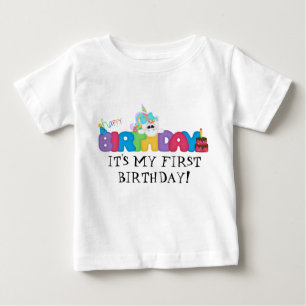 Camiseta Para Bebê É minha primeira camiseta de bebê de aniversári