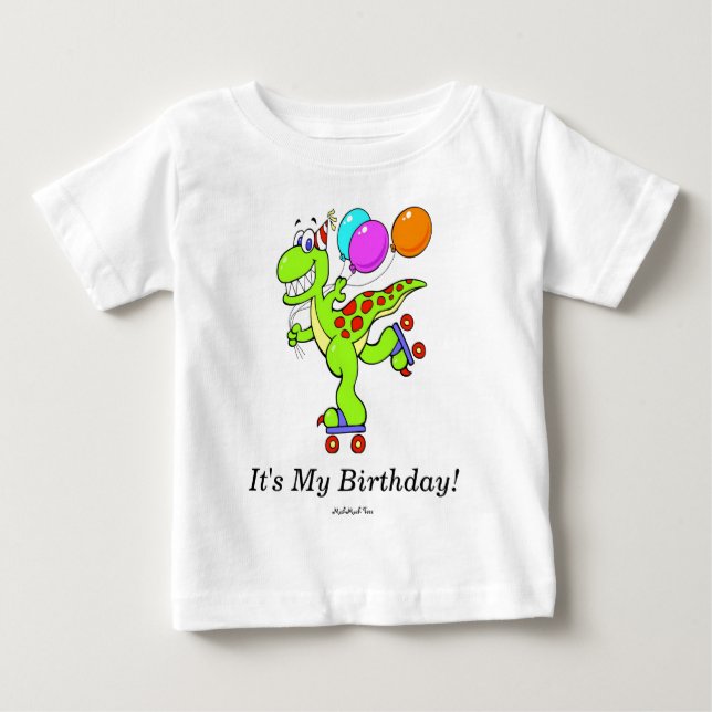 Camiseta Para Bebê É o meu aniversário (dinossauro) (Frente)