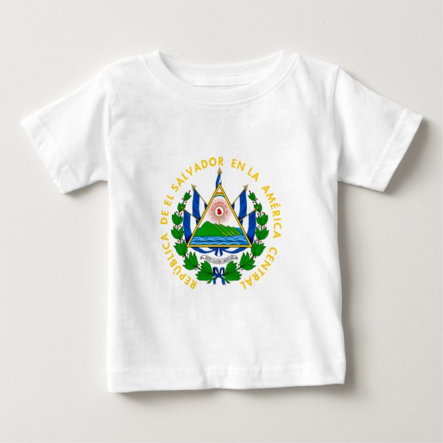 Camiseta Para Bebê El Salvador - emblema/bandeira/brasão/símbolo (Frente)